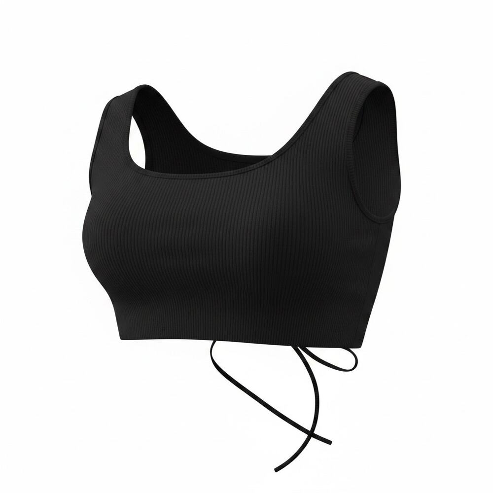 HALARA Sports Bra Size M Classic Black Criss Cross Tie Back Open Straps NEW